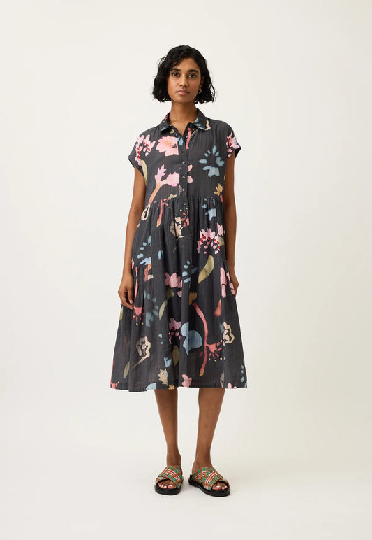 Nancybird Maja Dress in Watercolour Charcoal