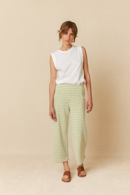 Indi and Cold James Pants in Pistachio Check