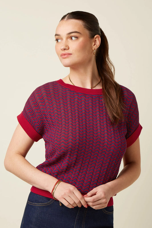 King Louie Boatneck Top Tide in Chilli Red