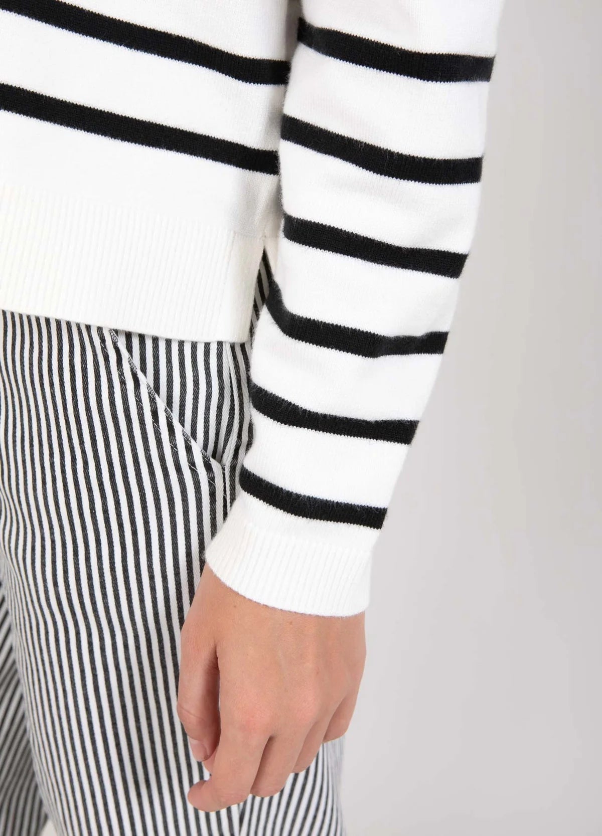 CC Heart Collins Comfy Stripe Knit Top in Crème and Black Stripe