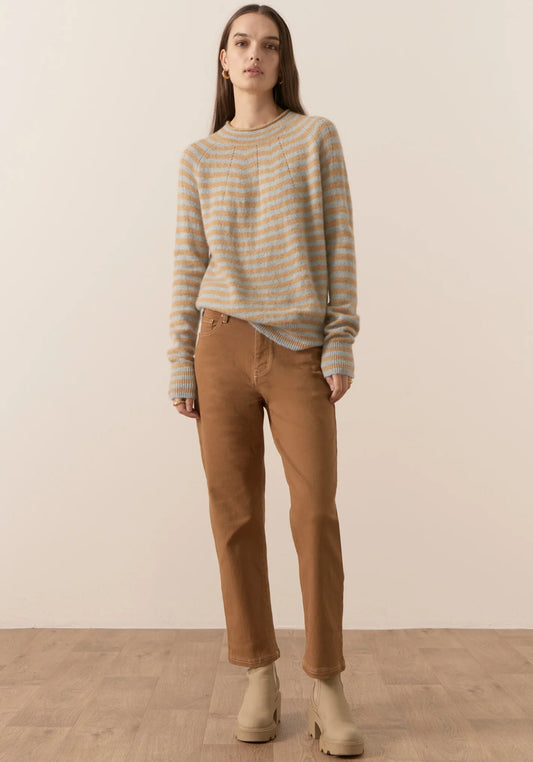 POL Jane Striped Knit in Blue and Sand