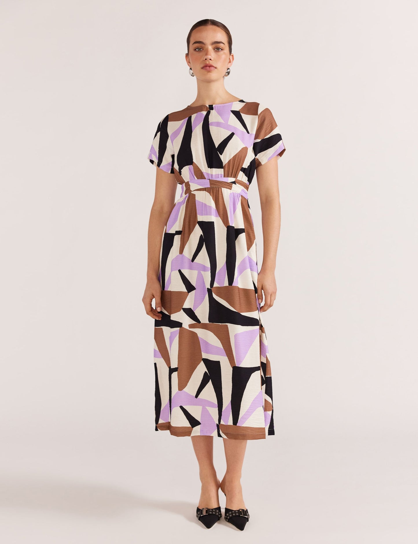 Staple the Label Evoke Midi Dress in Abstract Geo Print