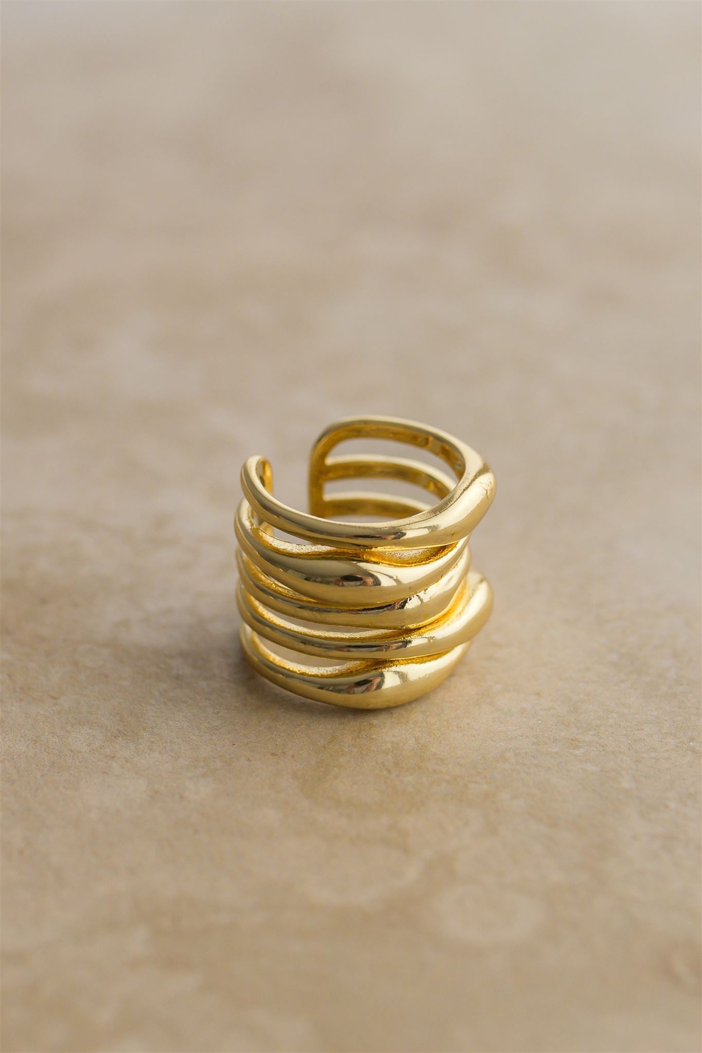 Indigo and Wolfe Capulet S925 Yellow Gold Plated Adjustable Ring