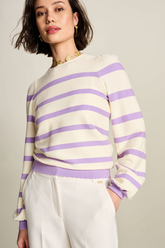 POM Amsterdam Pullover in Purple Stripe