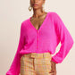 POM Amsterdam Cardigan in Neon Pink