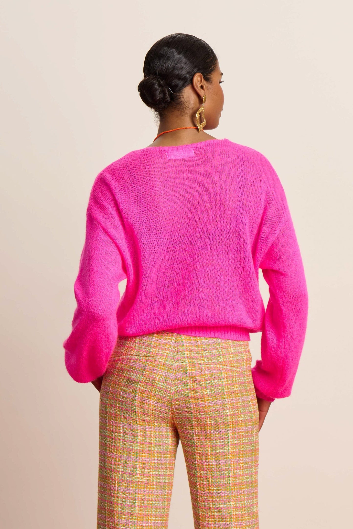 POM Amsterdam Cardigan in Neon Pink