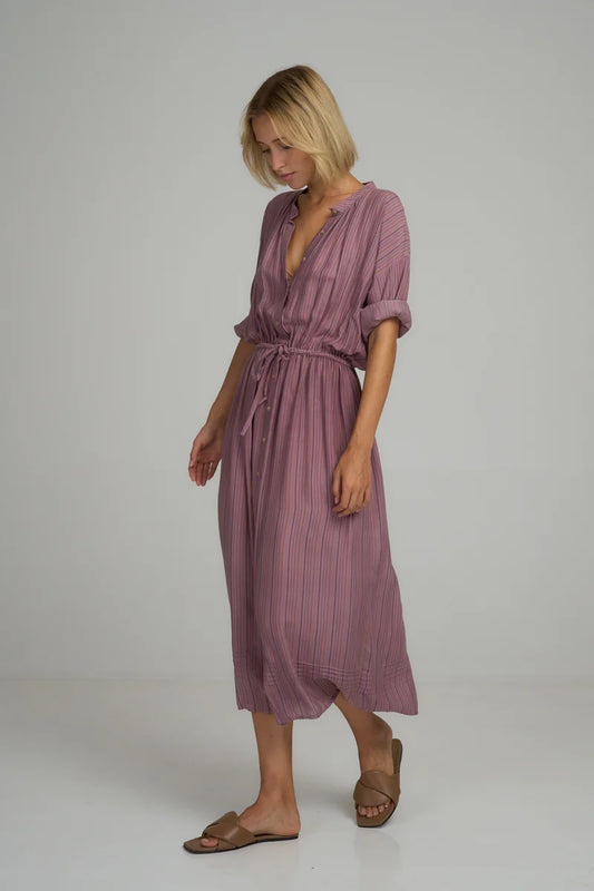 Lilya Ginger Shirt Dress in Lilac Stripe