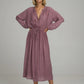 Lilya Ginger Shirt Dress in Lilac Stripe