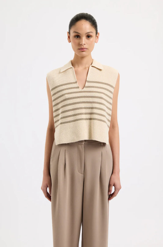 Nude Lucy Enes Stripe Vest in Chestnut Stripe