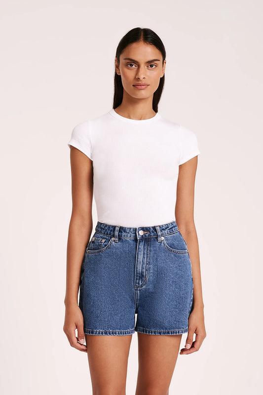 Nude Lucy Organic Rib Shortsleeve Tee in White