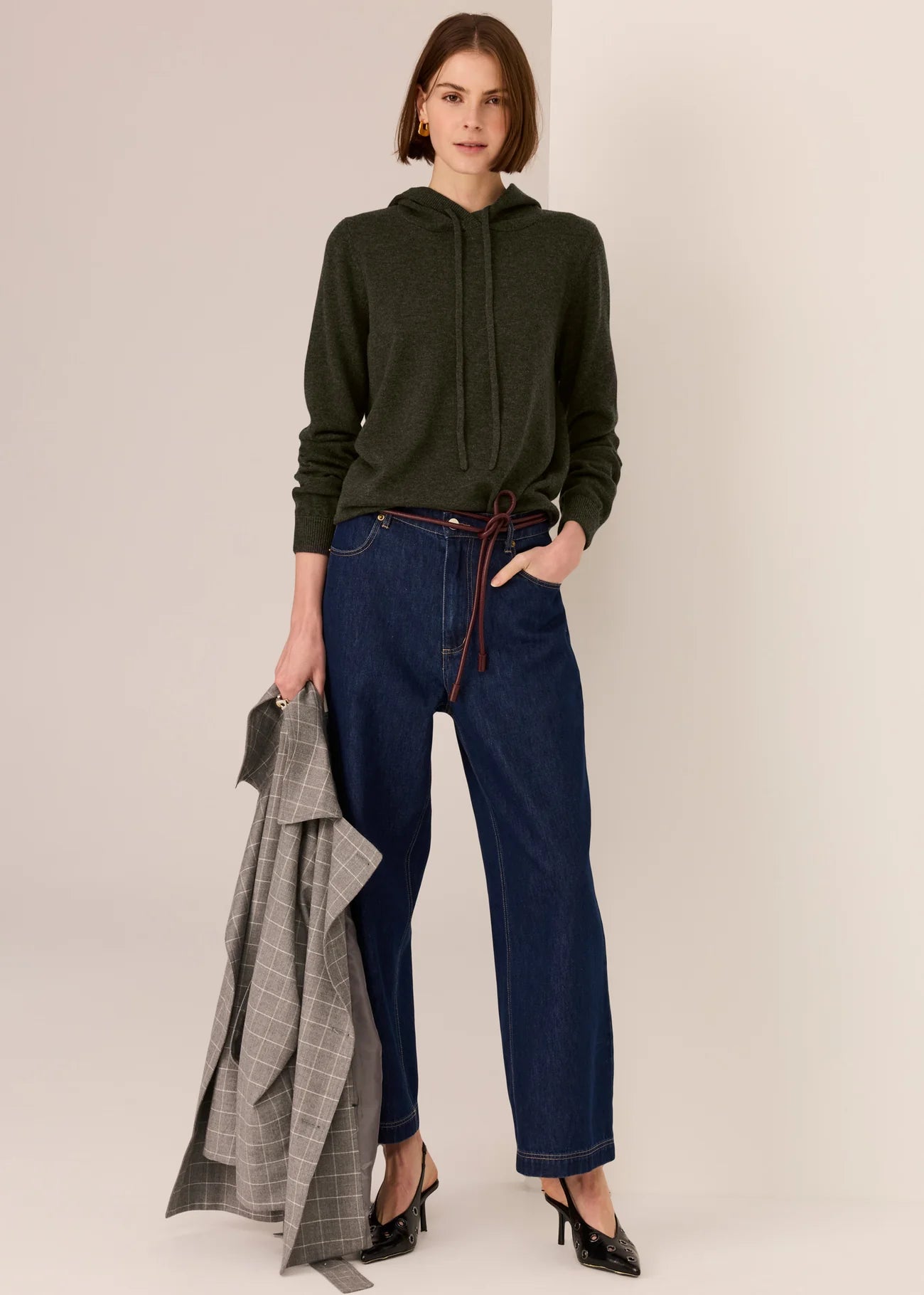 POL Quinn Knit Hoodie Forest