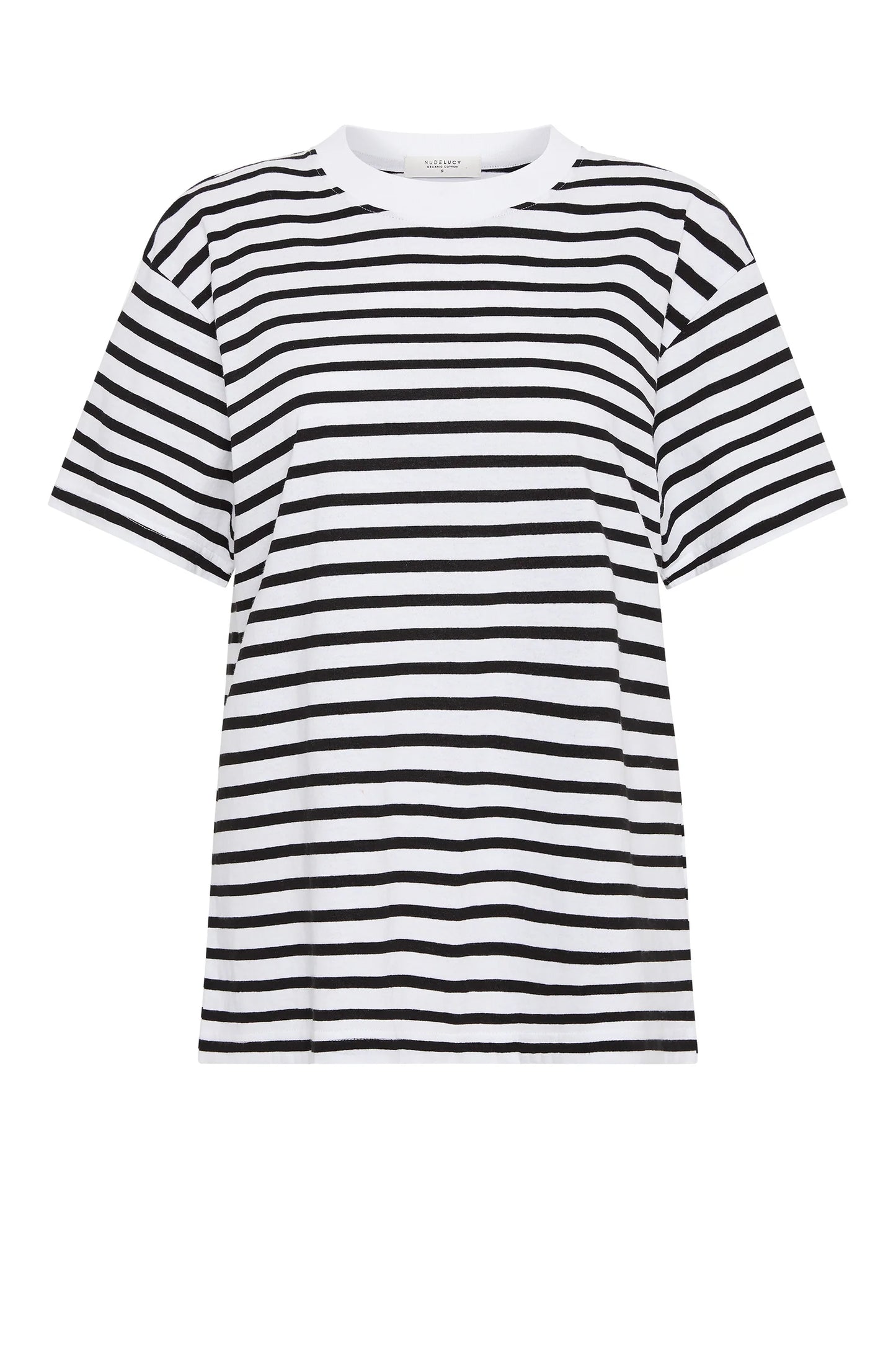 Nude Lucy Organic Stripe Boyfriend Tee in Black Stripe