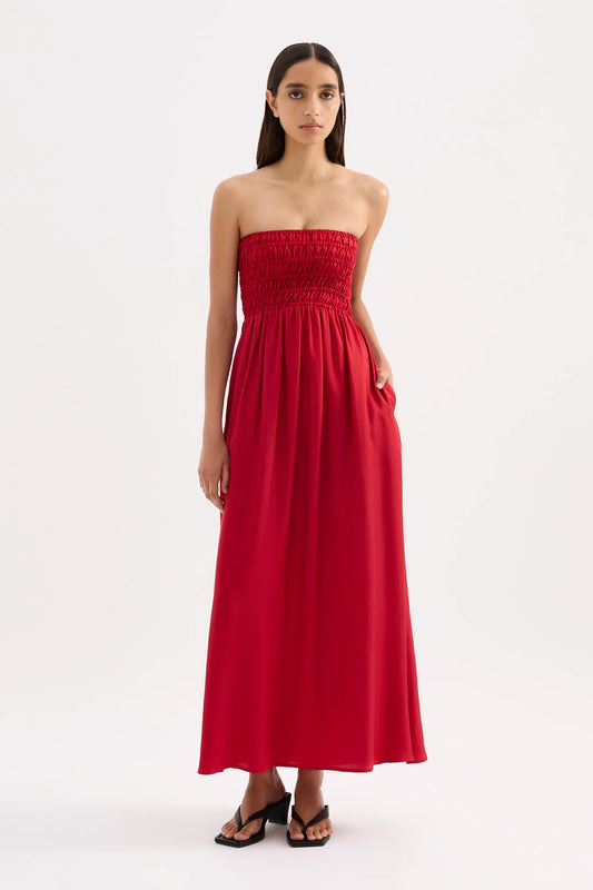 Nude Lucy Zuri Tencel Maxi Dress in Crimson