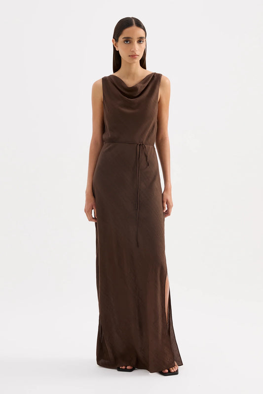 Nude Lucy Serine Maxi Dress in Chocolate