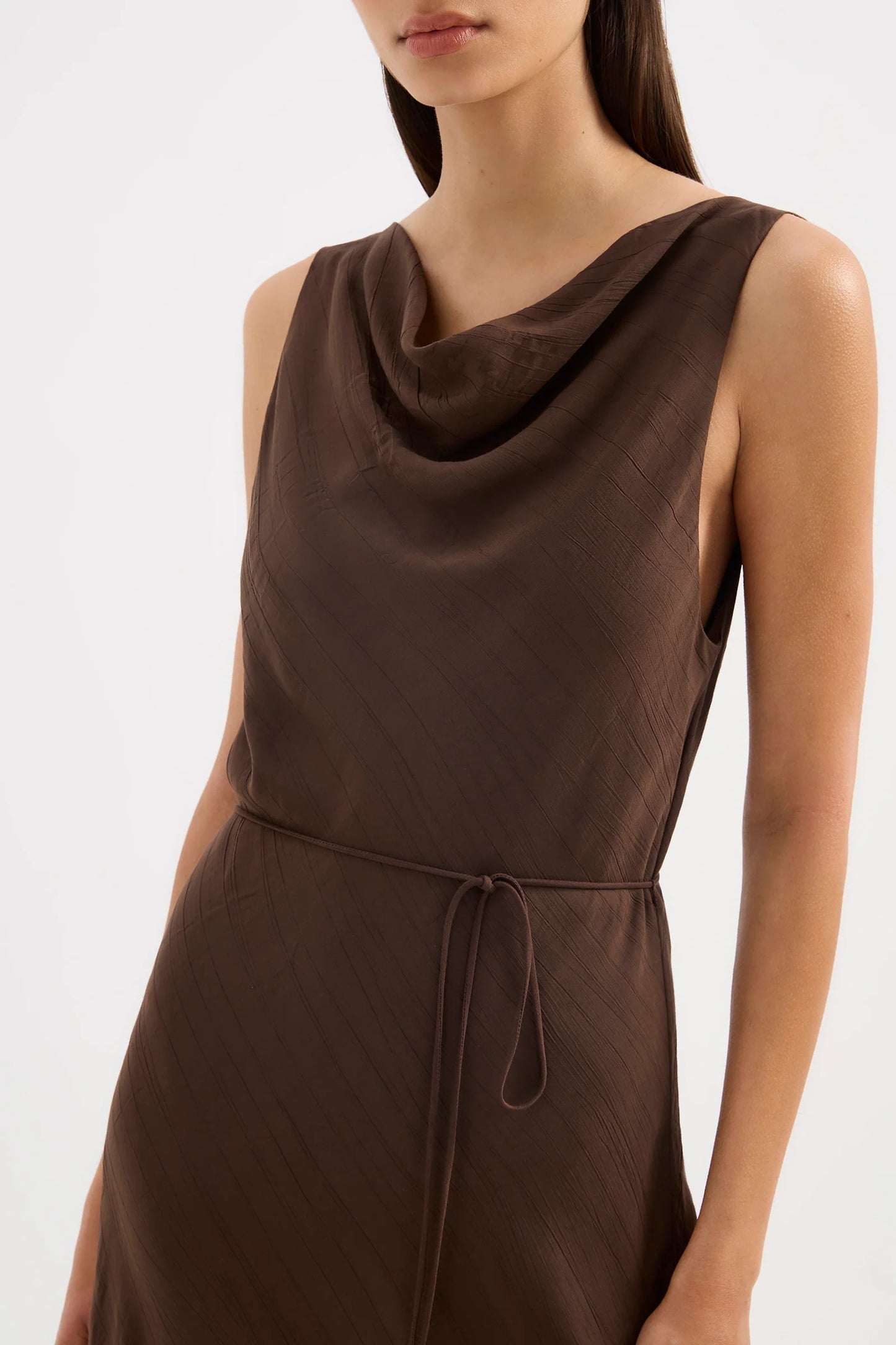 Nude Lucy Serine Maxi Dress in Chocolate