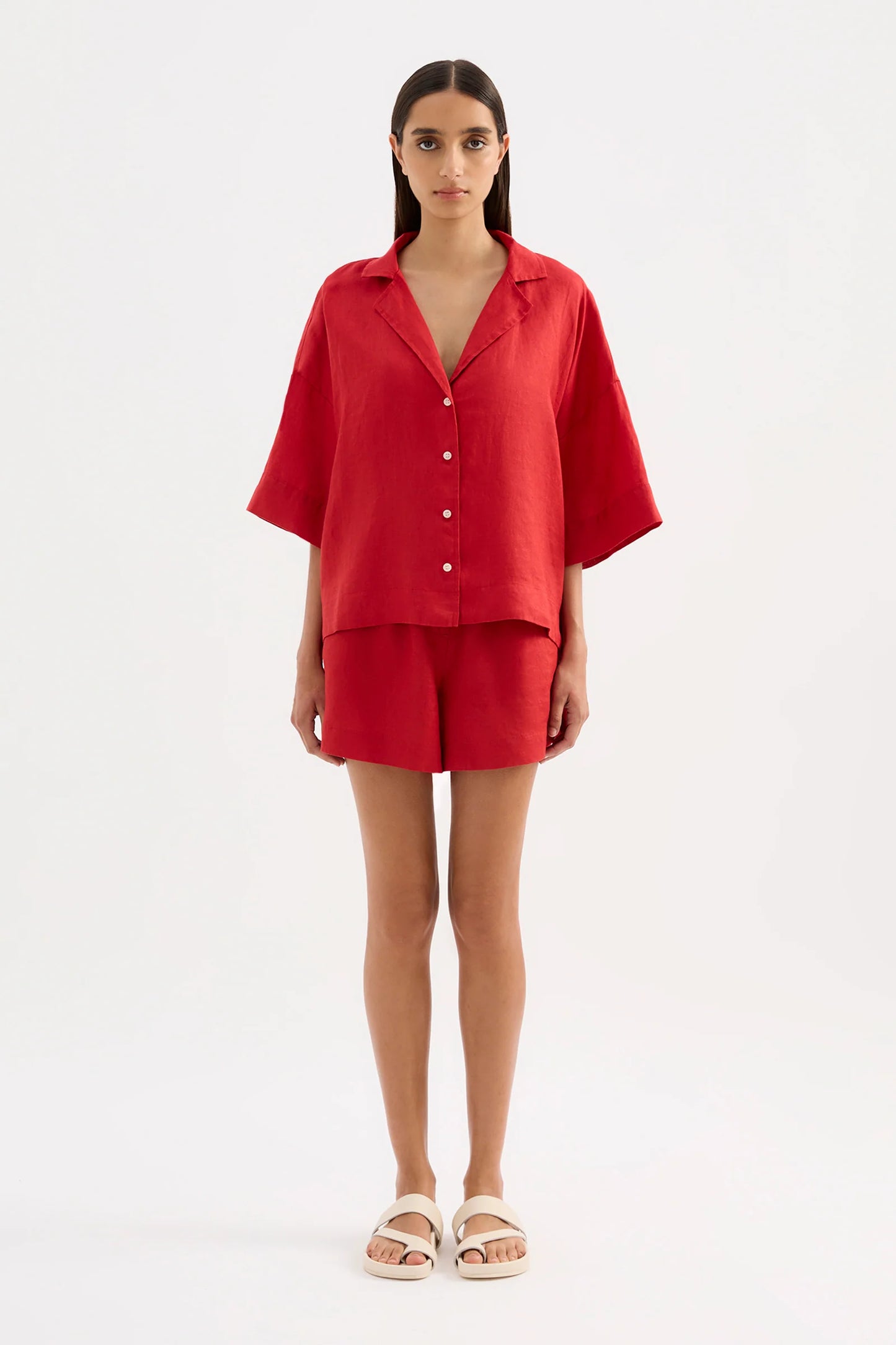Nude Lucy Lounge Linen Shirt in Vermillion