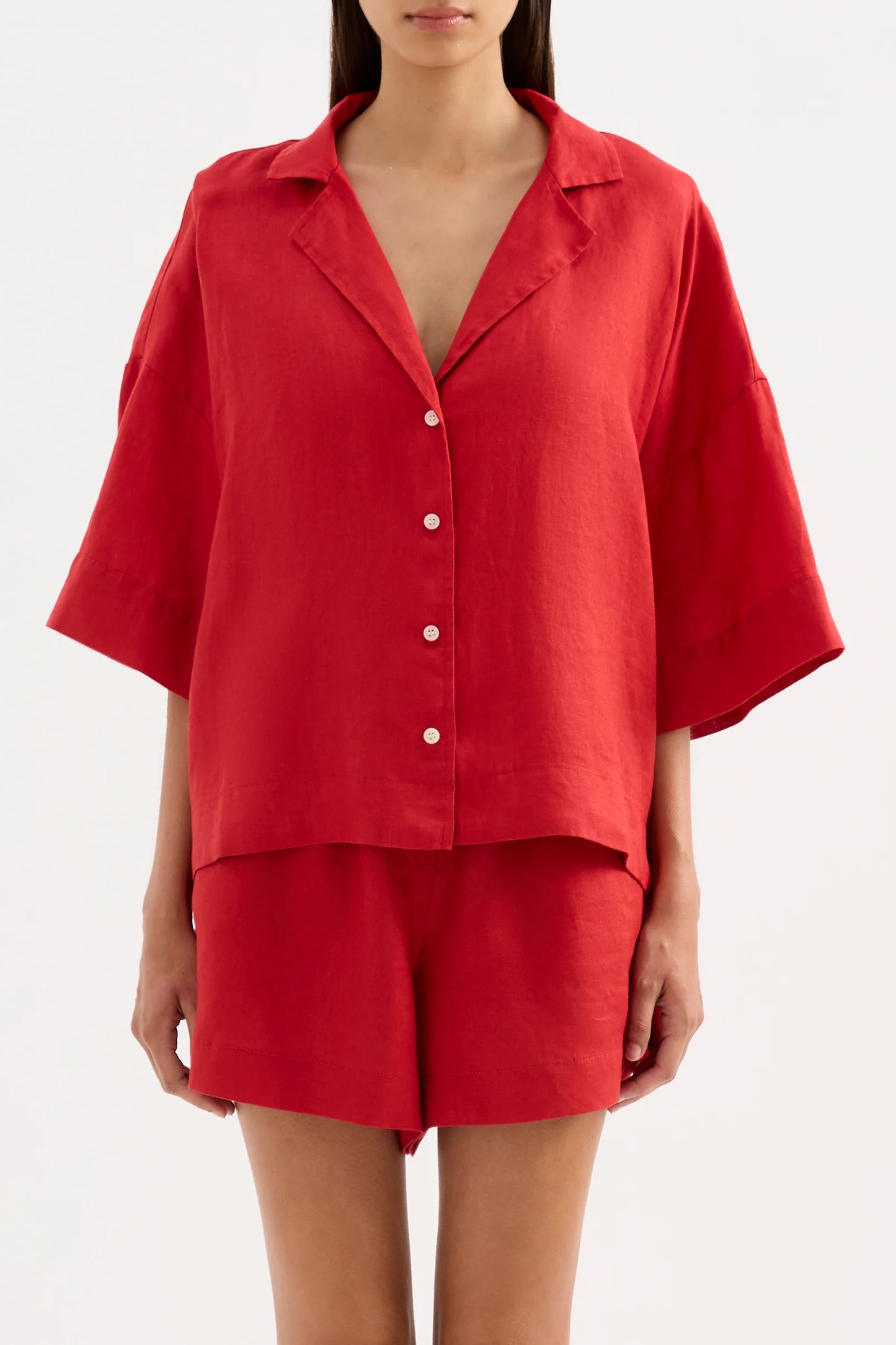 Nude Lucy Lounge Linen Shirt in Vermillion