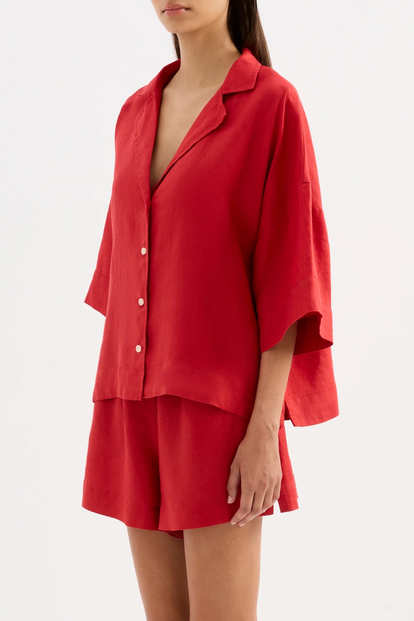 Nude Lucy Lounge Linen Shirt in Vermillion