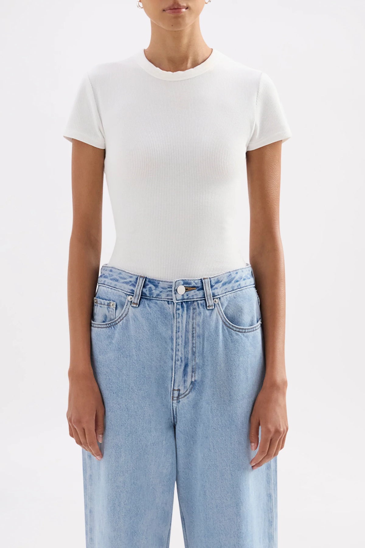 Nude Lucy Organic Rib SS Tee in White
