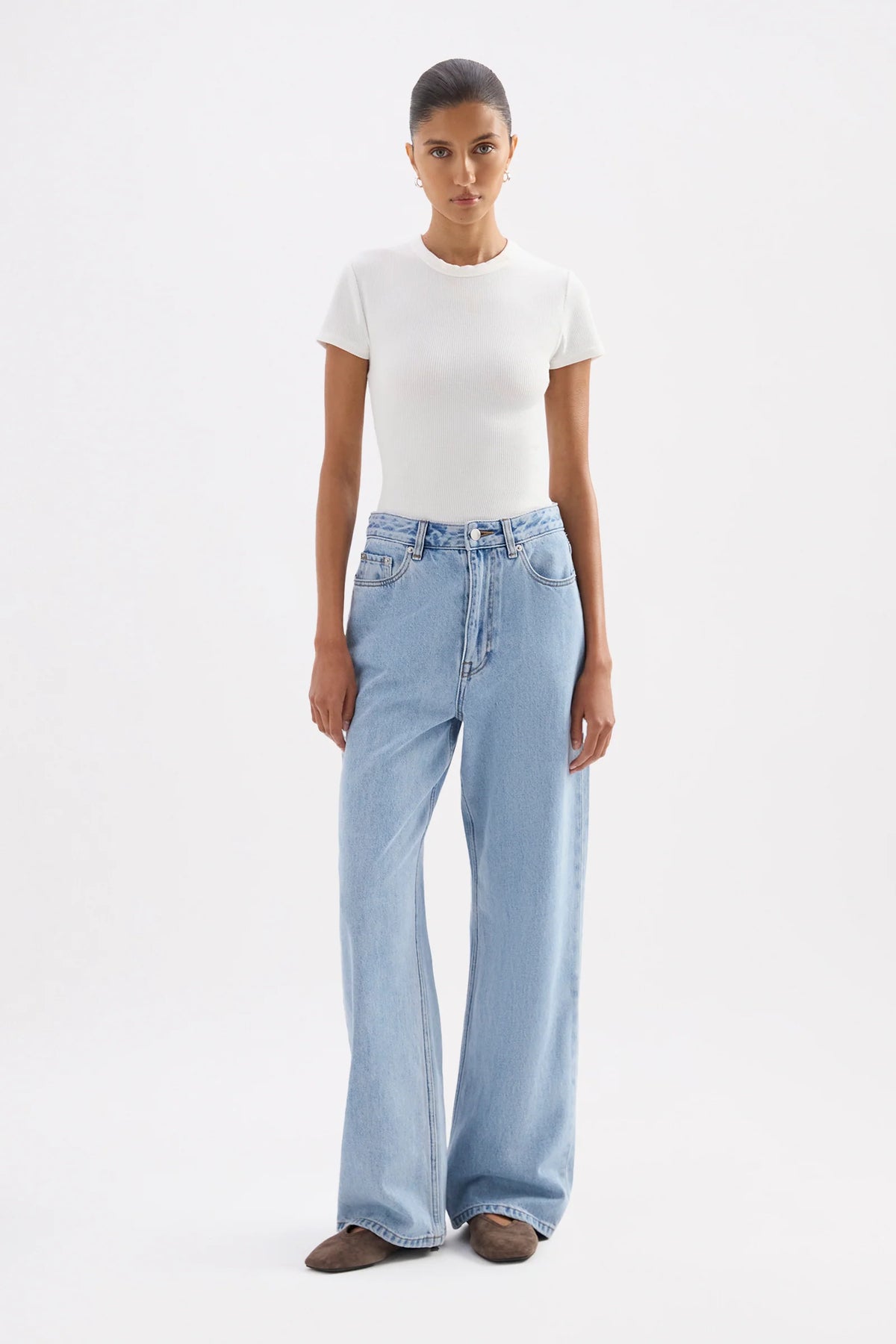 Nude Lucy Organic Rib SS Tee in White