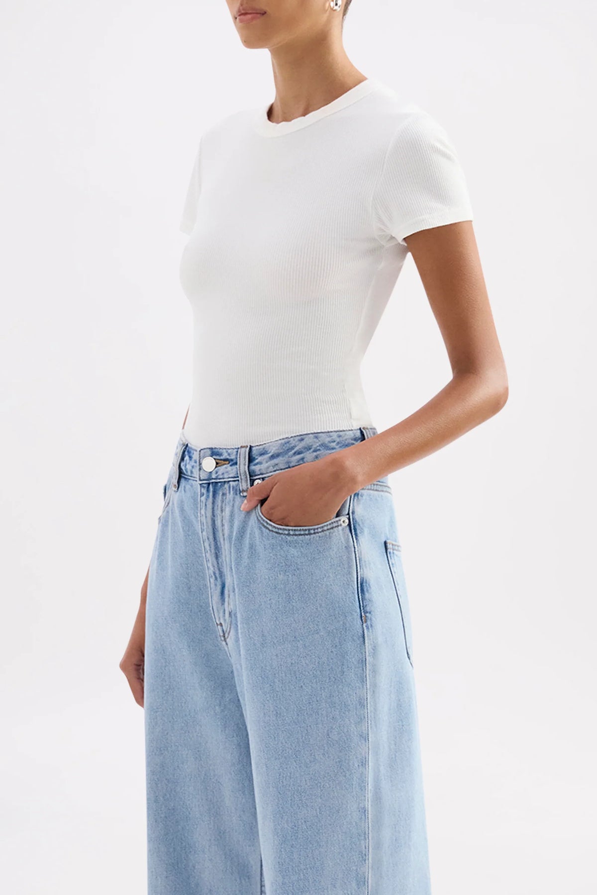 Nude Lucy Organic Rib SS Tee in White