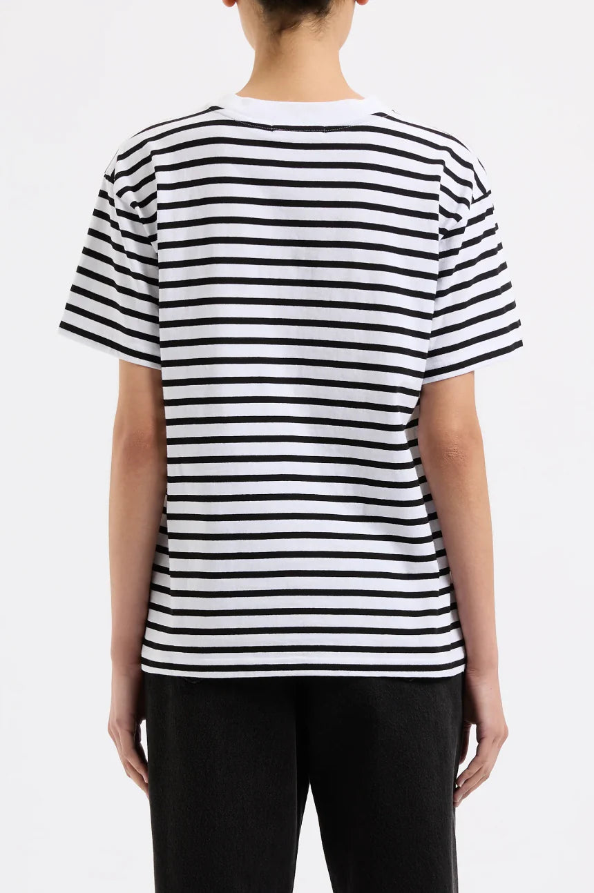 Nude Lucy Organic Stripe Boyfriend Tee in Black Stripe