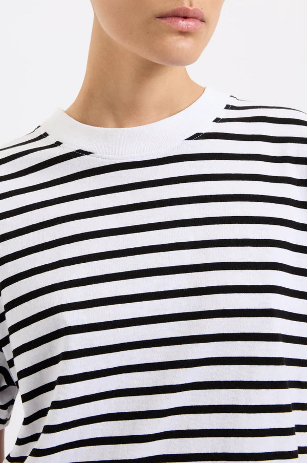 Nude Lucy Organic Stripe Boyfriend Tee in Black Stripe