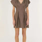 Staple the Label Evian Deep V Mini Dress in Brown