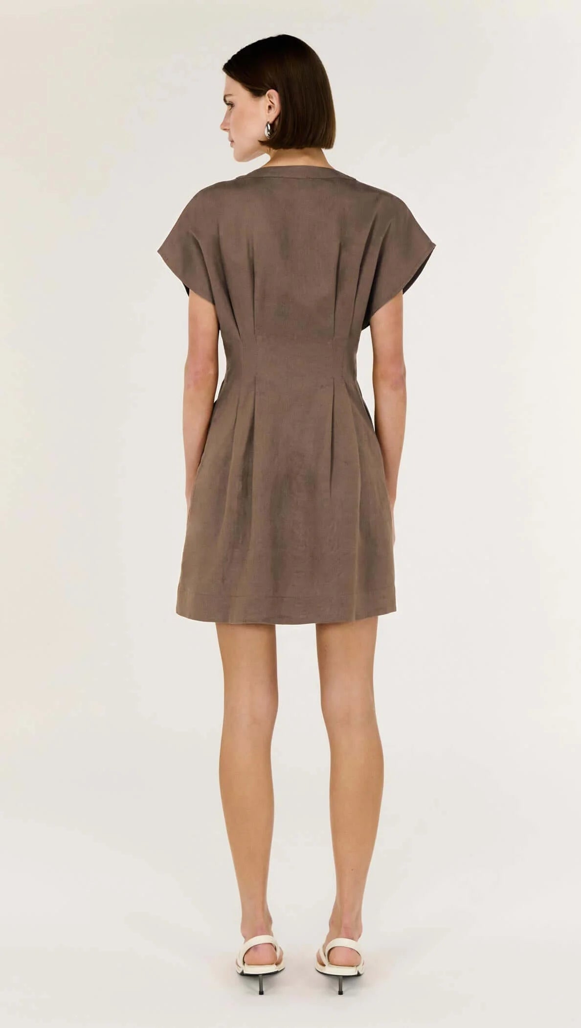 Staple the Label Evian Deep V Mini Dress in Brown