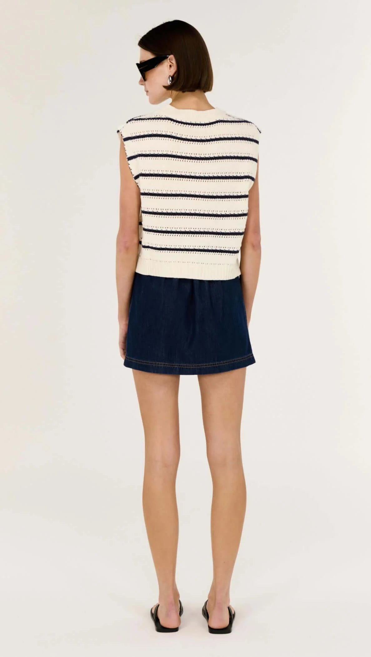 Staple the Label Darcy Knit Tank in Navy/White Stripe