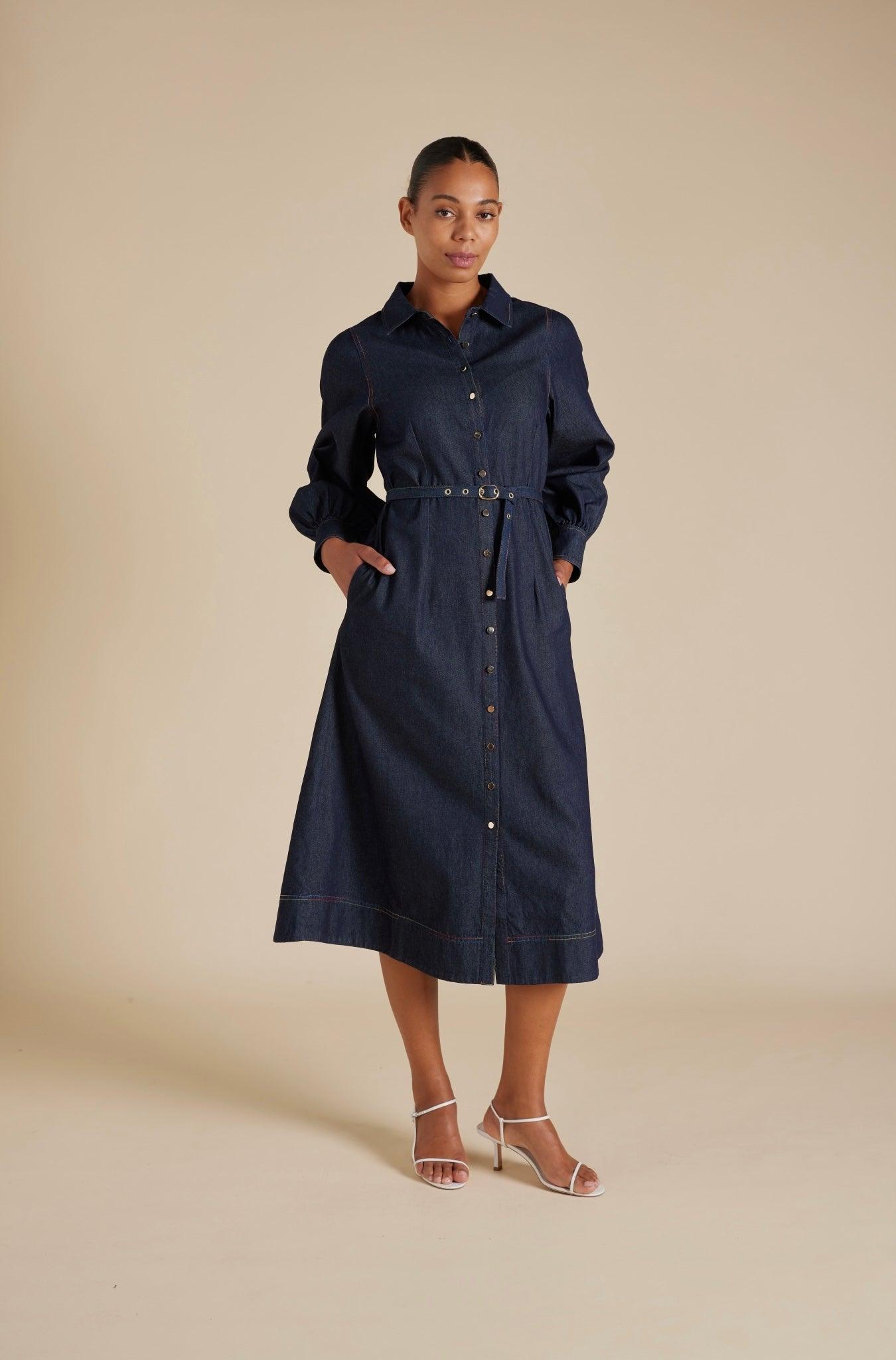 Alessandra Rainbow Tess Dress in Indigo - the tartan fox