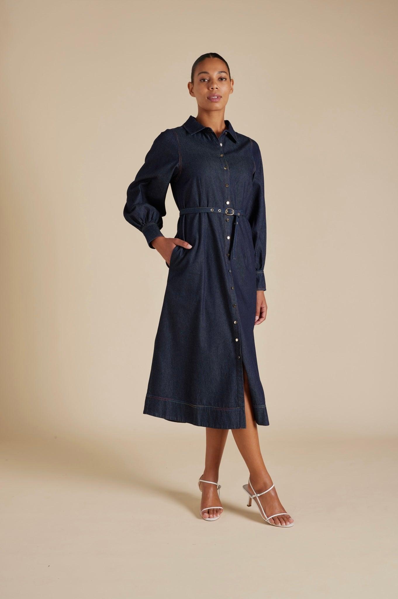 Alessandra Rainbow Tess Dress in Indigo - the tartan fox