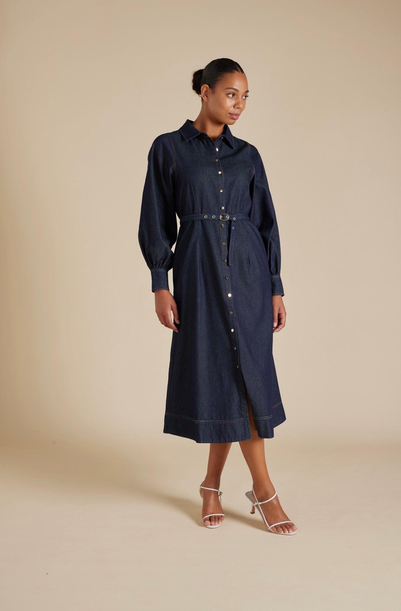 Alessandra Rainbow Tess Dress in Indigo - the tartan fox