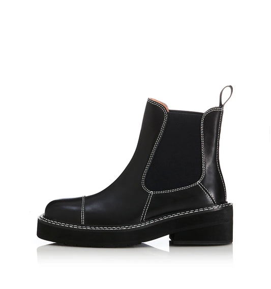 Alias Mae Ebony Chelsea Boot in Black Leather - the tartan fox
