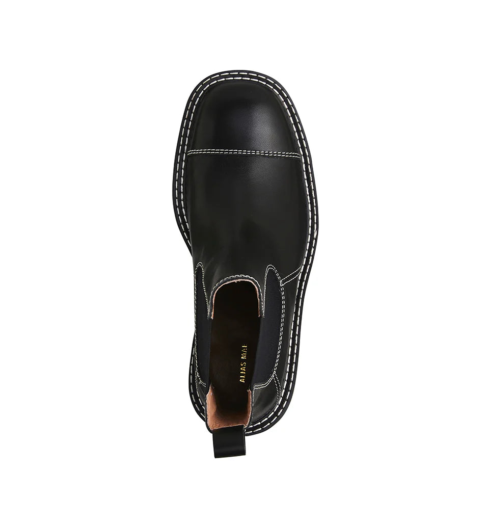 Alias Mae Ebony Chelsea Boot in Black Leather - the tartan fox