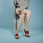 Alias Mae Heanie Leather Slide in Burgandy Leather - the tartan fox