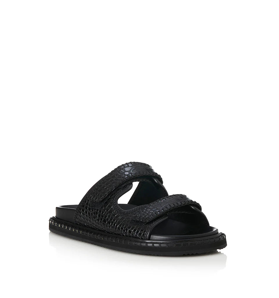 Alias Mae Paros Slide in Black Croc Leather - the tartan fox