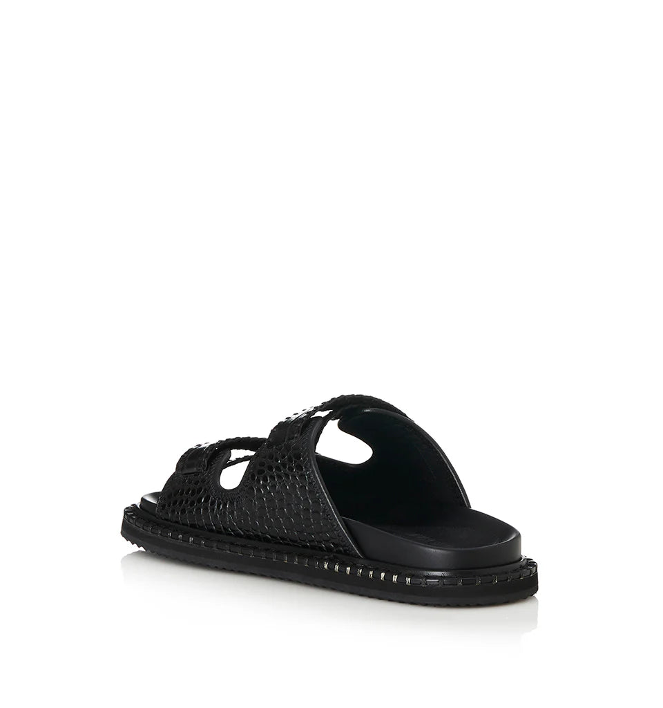 Alias Mae Paros Slide in Black Croc Leather - the tartan fox