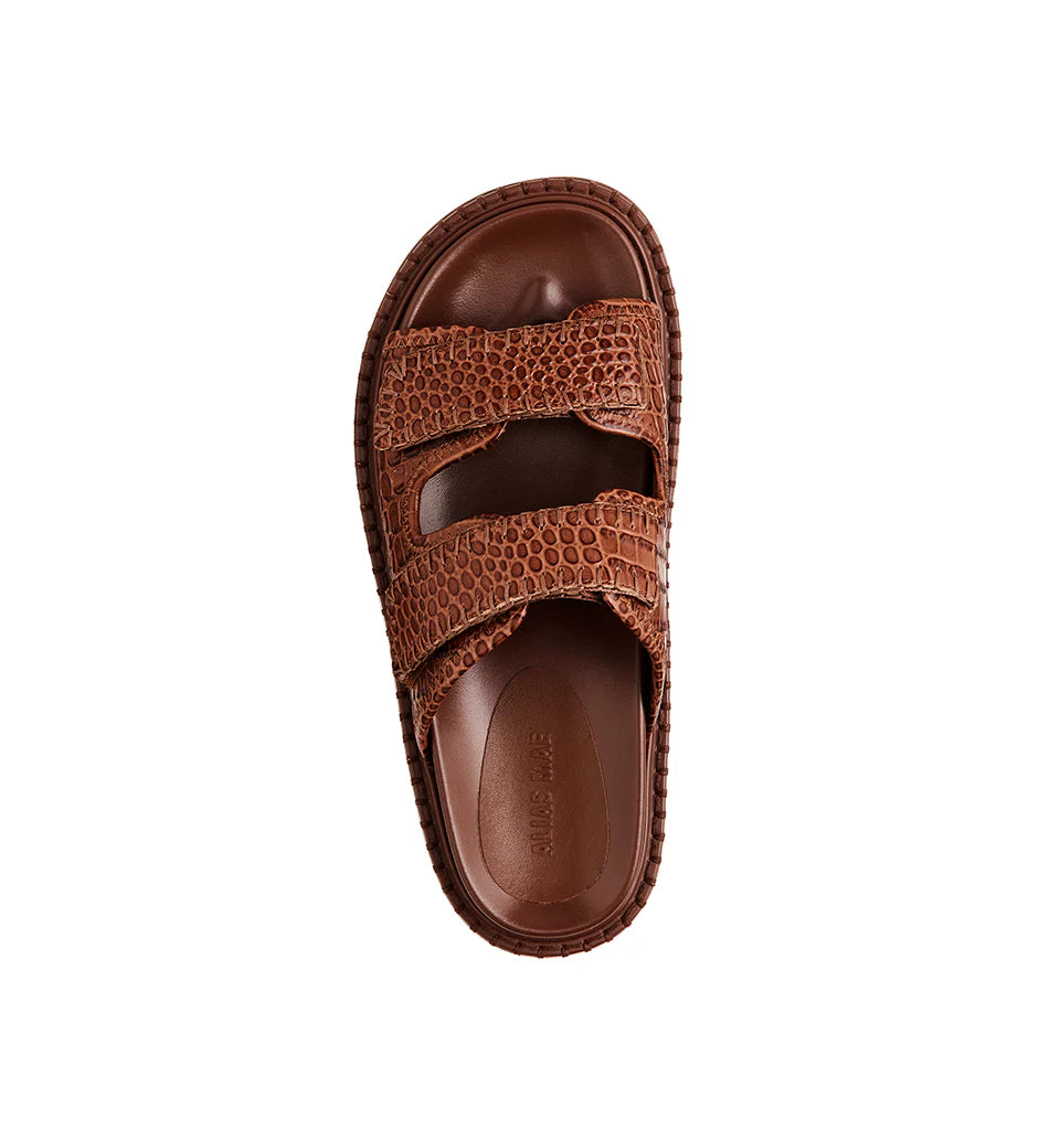 Alias Mae Paros Slide in Tan Croc Leather - the tartan fox