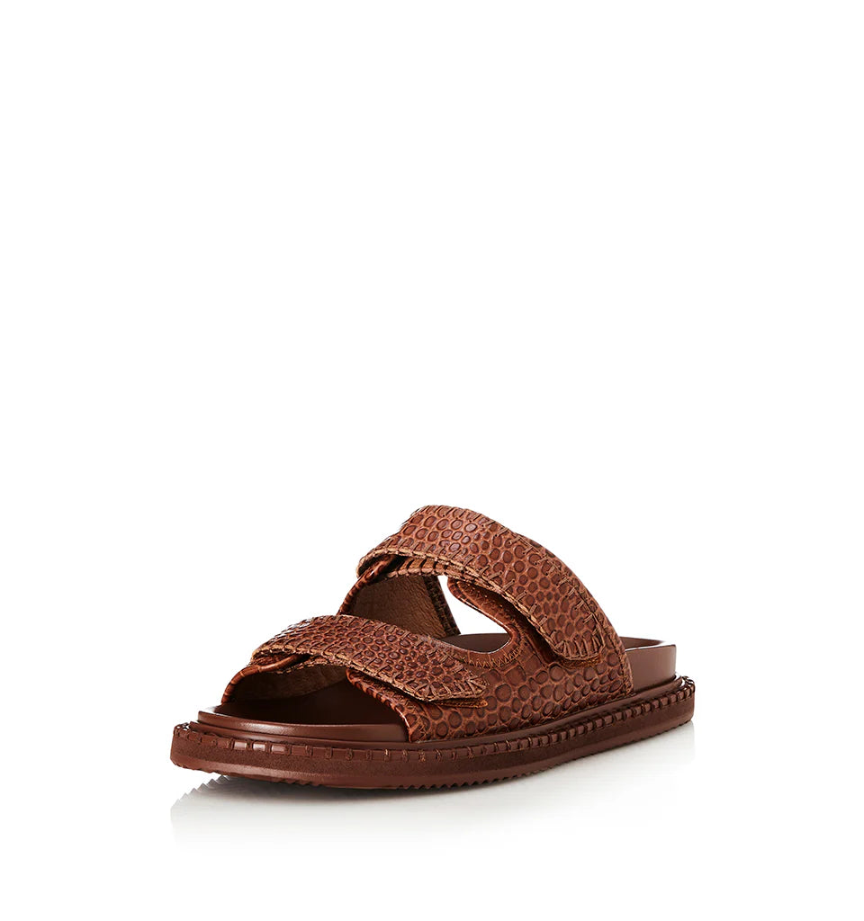 Alias Mae Paros Slide in Tan Croc Leather - the tartan fox