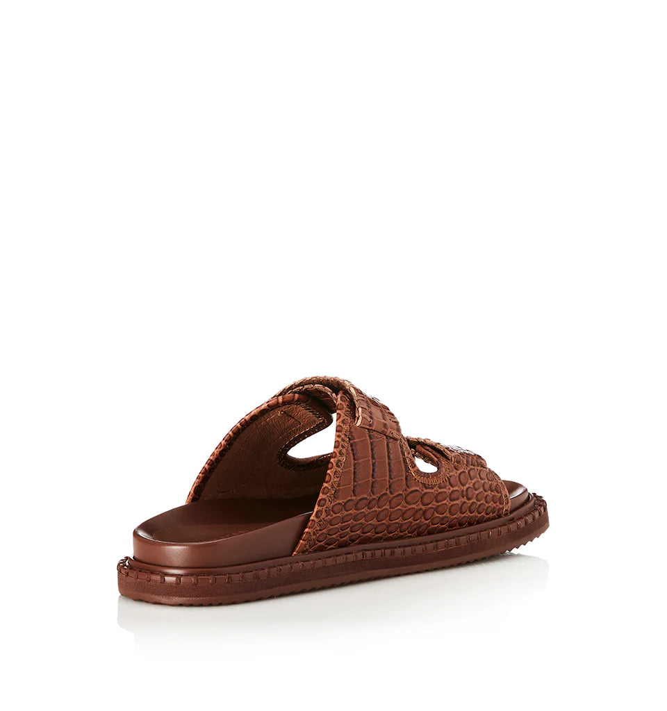 Alias Mae Paros Slide in Tan Croc Leather - the tartan fox