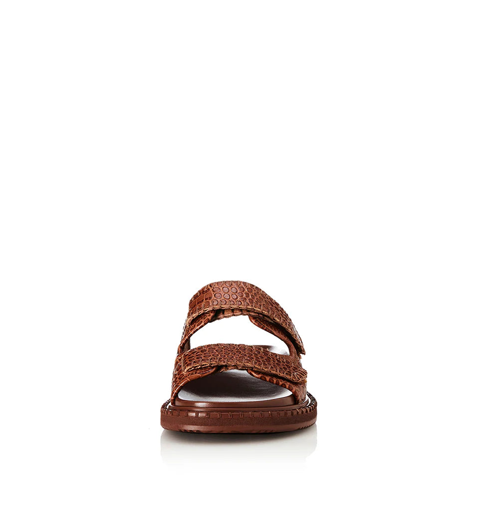 Alias Mae Paros Slide in Tan Croc Leather - the tartan fox