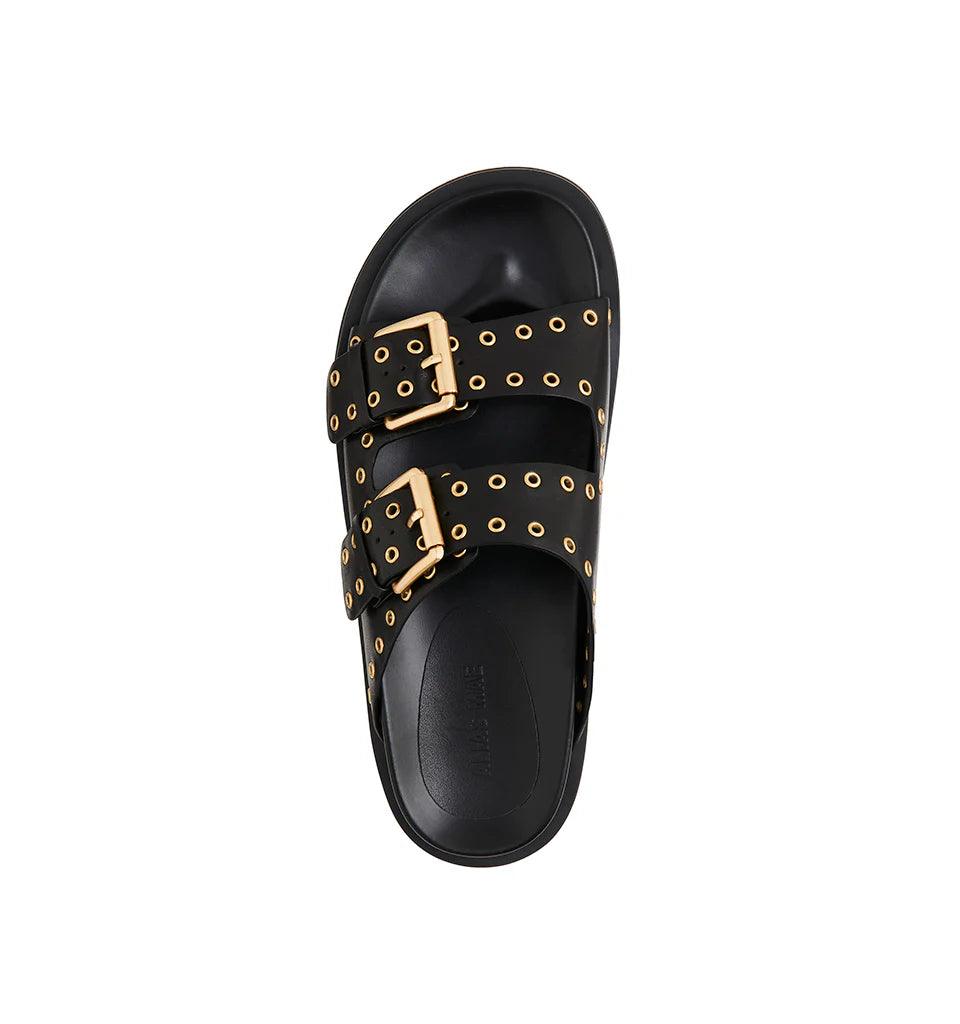 Alias Mae Patsy Black Leather Slide - the tartan fox