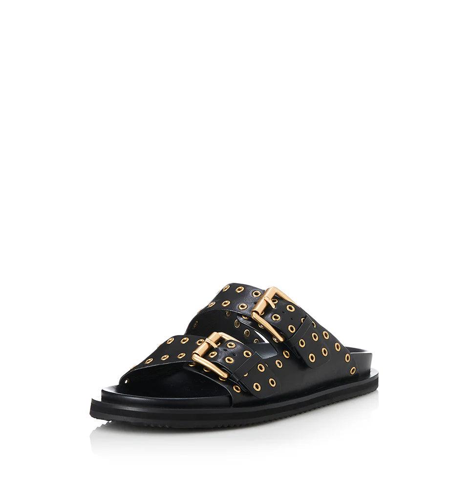 Alias Mae Patsy Black Leather Slide - the tartan fox