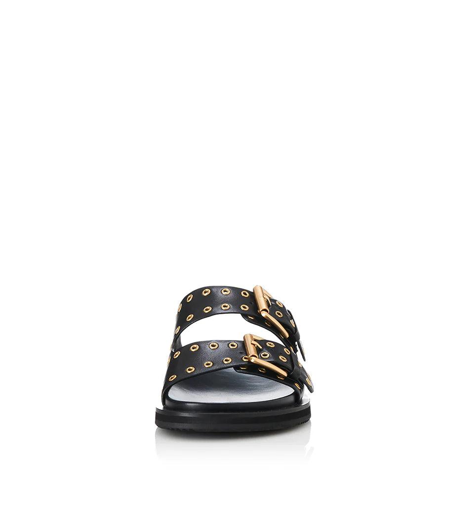 Alias Mae Patsy Black Leather Slide - the tartan fox