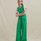 Analia Zig Wide Leg Pant in Green - the tartan fox