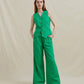 Analia Zig Wide Leg Pant in Green - the tartan fox