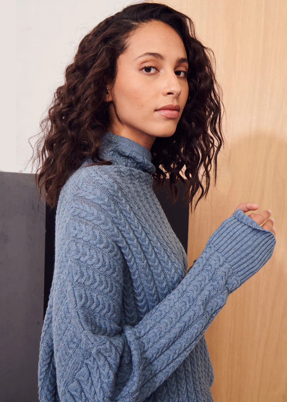 Apartment Clothing Dara Cable Knit in Blue - the tartan fox