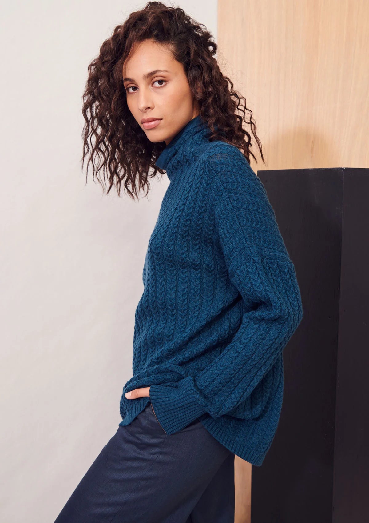 Apartment Clothing Dara Cable Knit in Bluestone - the tartan fox