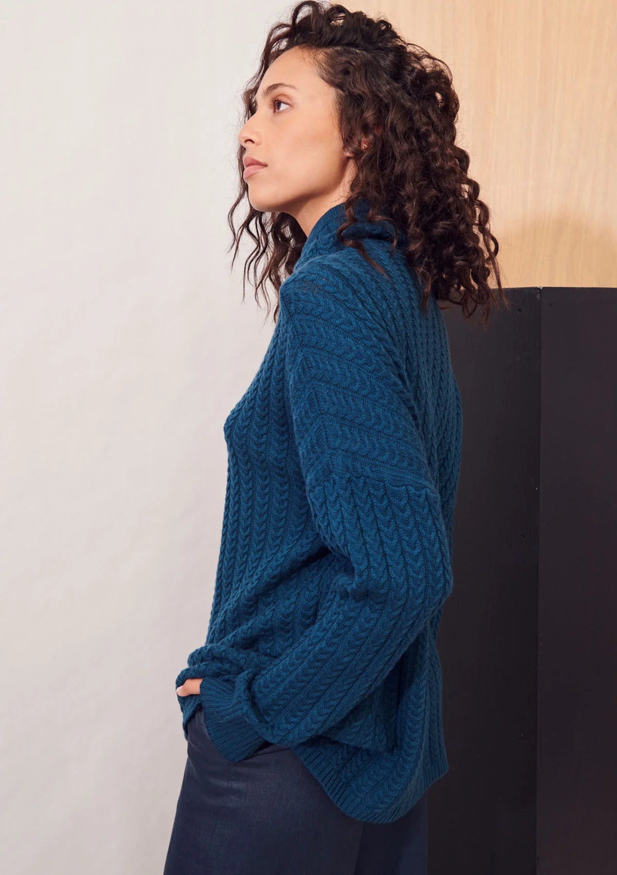 Apartment Clothing Dara Cable Knit in Bluestone - the tartan fox